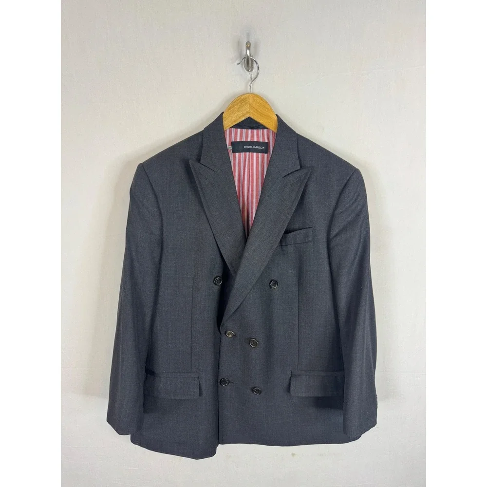 Dsquared2 Mens Charcoal Grey Double Breasted Wool Blazer Jacket Men 42